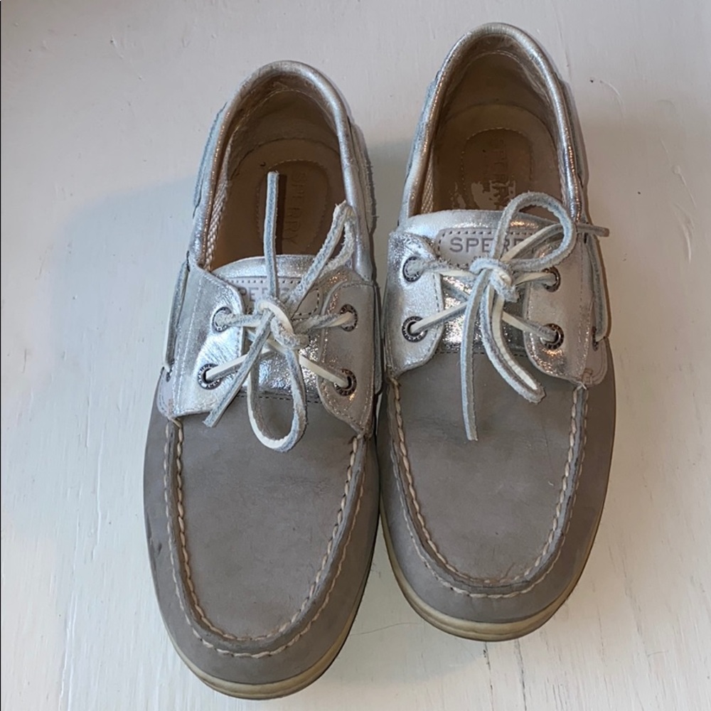 Silver Sperry Boat Shoes